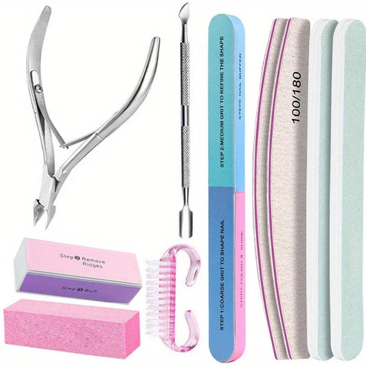 10Pcs/lot Nail Art 100/180 Grit Professional Files