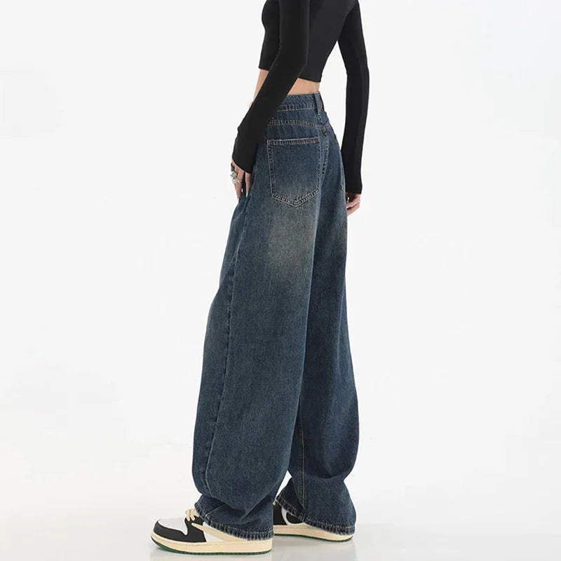 Woman High Waist Slim Fit Wide Leg Jeans