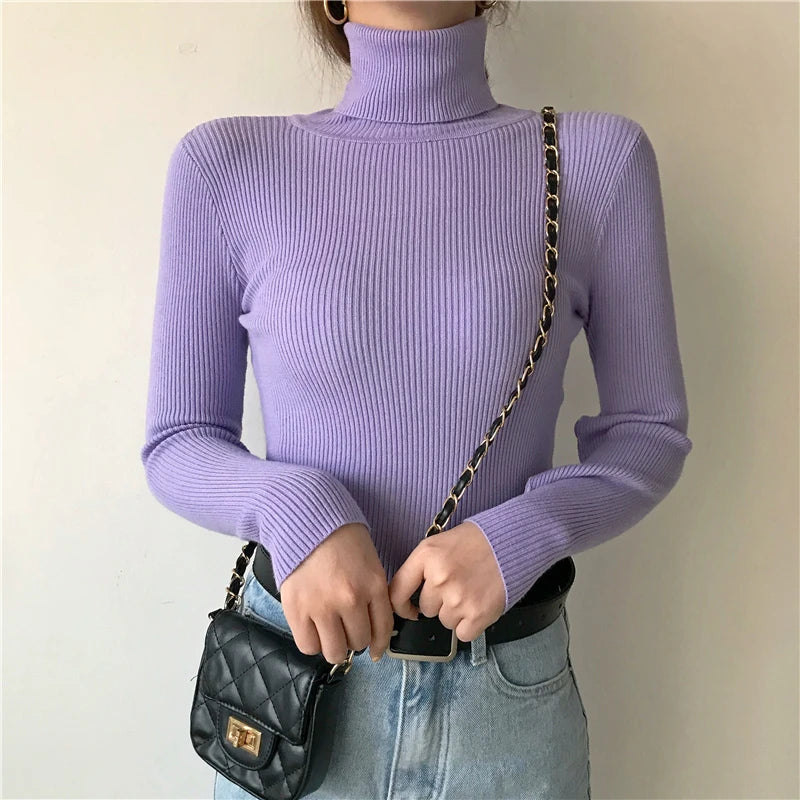 Heliar Women Fall Turtleneck Sweater Knitted Soft Pullovers Cashmere