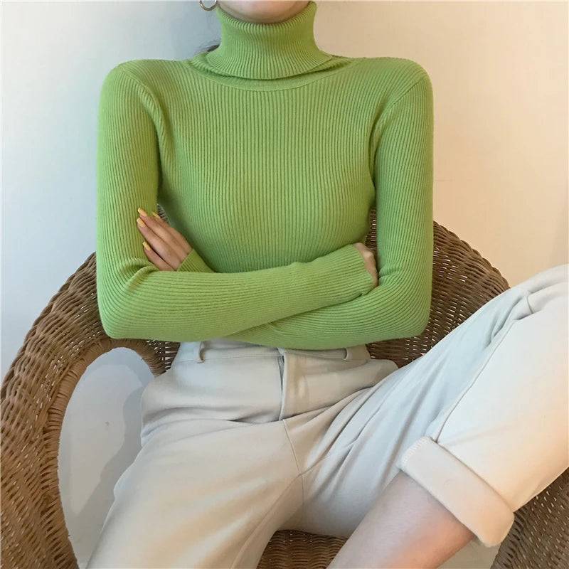 Heliar Women Fall Turtleneck Sweater Knitted Soft Pullovers Cashmere