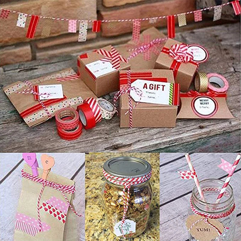 2mm*100m Christmas Twine Cotton Jute String Rope Cord Ribbon  Decoration Tying Cake Pastry Boxes DIY Crafts Gift Wrapping