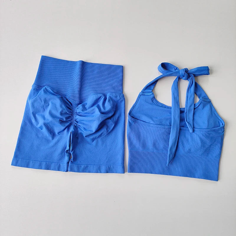 Peach Hip Lifting Suit Neck Hanging Sports Bra
