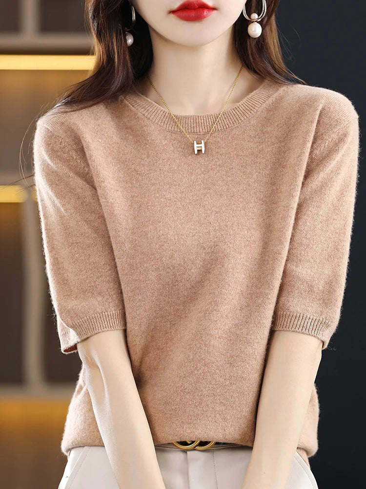 Merino Wool Short Sleeved Women's Sweater