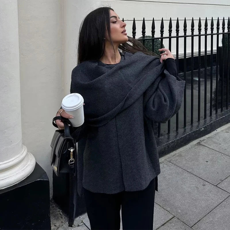 Winter Coats for Women Asymmetric Scarf Demi-season Jacket