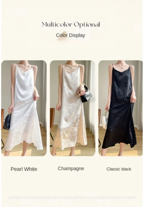Women's thin summer essential silk material skin-friendly hundred temperament vest dress 2024 new