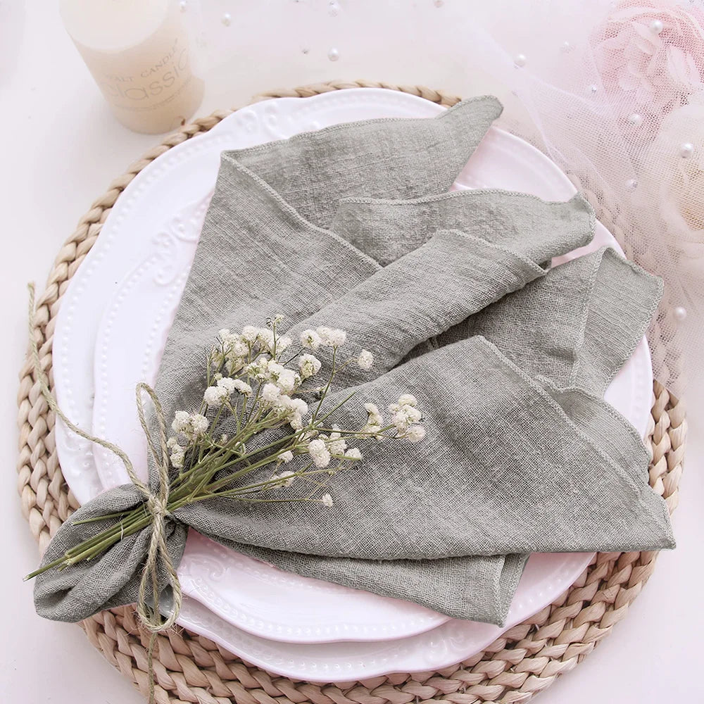 10pcs 30x30cm Cotton Cloth Napkins Gauze Fabric Pink for Wedding Party Birthday Dinner Tea Towel Table Village Christmas Napkin