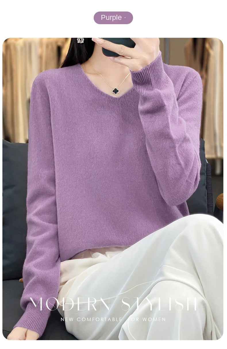New Women's V-neck First-line Ready-To-Wear Sweater Long Sleeve