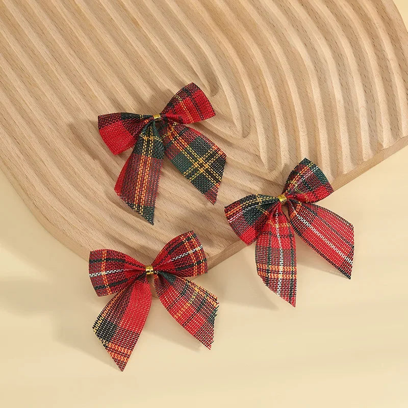 24/5pcs Christmas Bows Christmas Ornaments Gold Red Bows Christmas Tree Ornaments 2025 New Year Decorations Mini Bows Gift Wrap