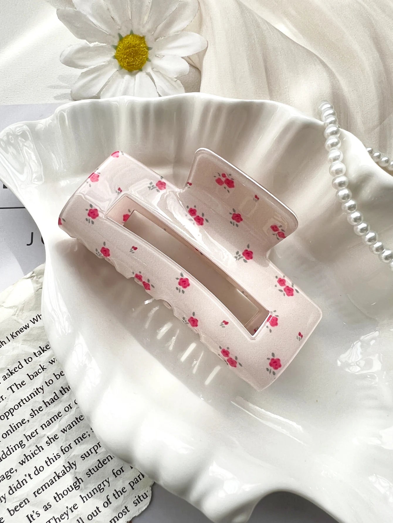 Pink Sweet Elegant Floral Cherry Hair Claw Clip Set