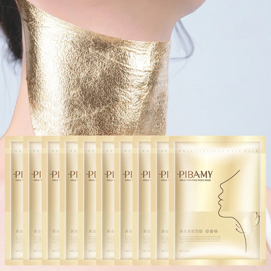 10pcs Gold Firming Neck Mask Moisturizing Nourishing Brightening Hydrating Neck skincare