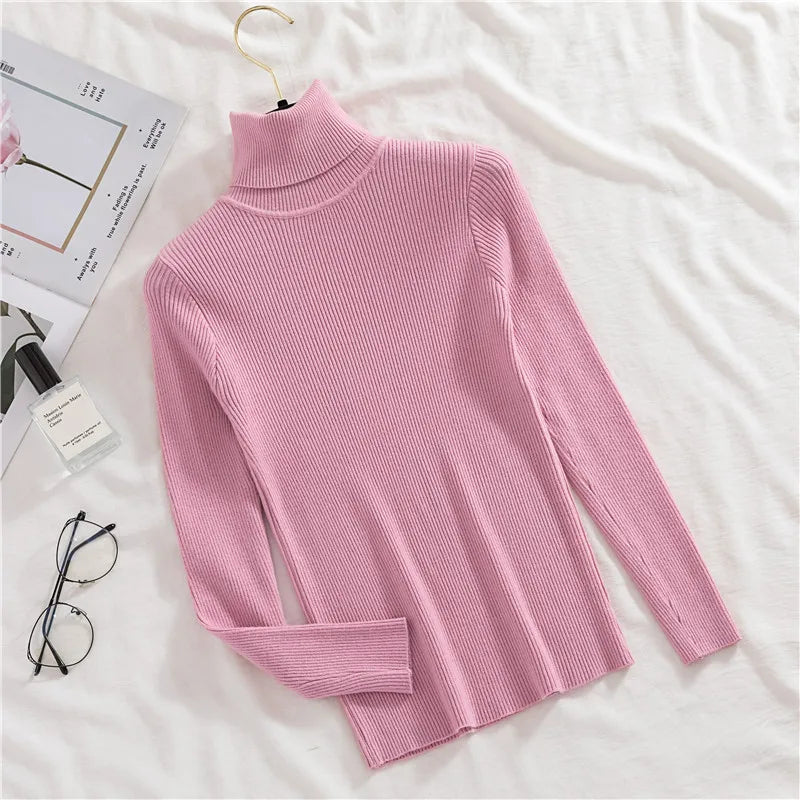 Heliar Women Fall Turtleneck Sweater Knitted Soft Pullovers Cashmere