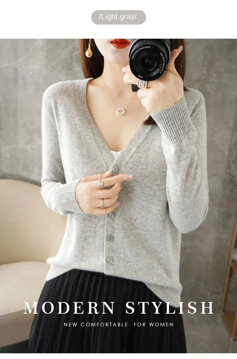 V-Neck Temperament Small Fragrant Wind Loose Sweater Sweater