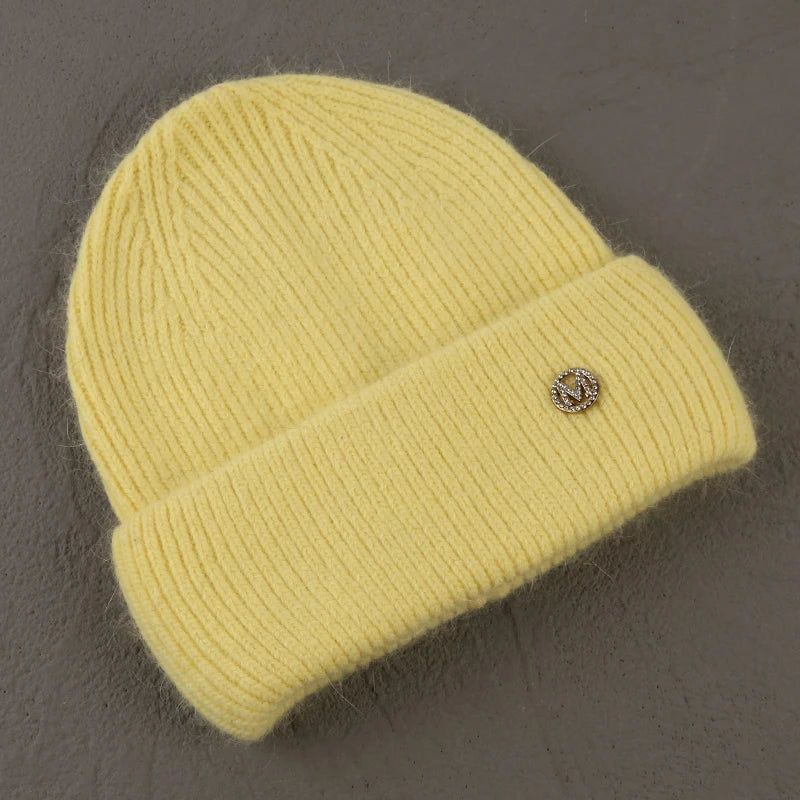 Winter Angola Rabbit Fur Knitted Beanies