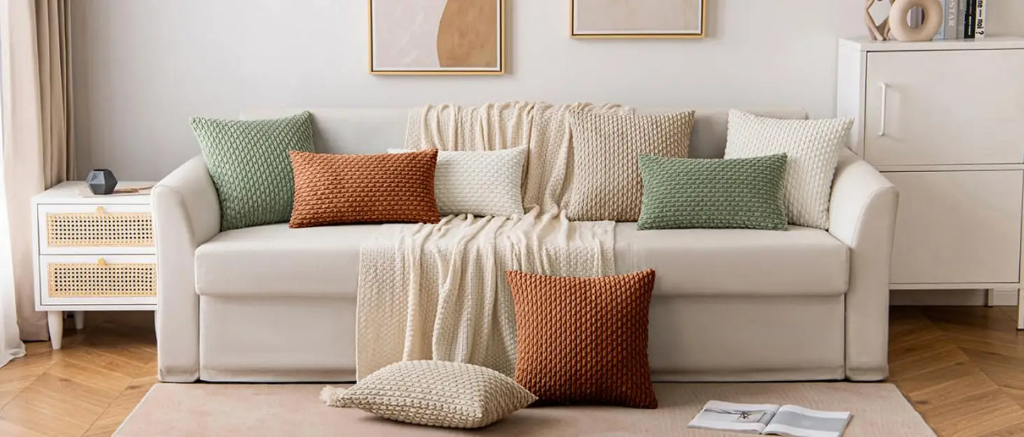 Fall Decorative Throw Pillow Covers Soft Corduroy Boho Striped Pillow Covers Pillowcases Farmhouse Home Decor for Couch Bed Sofa