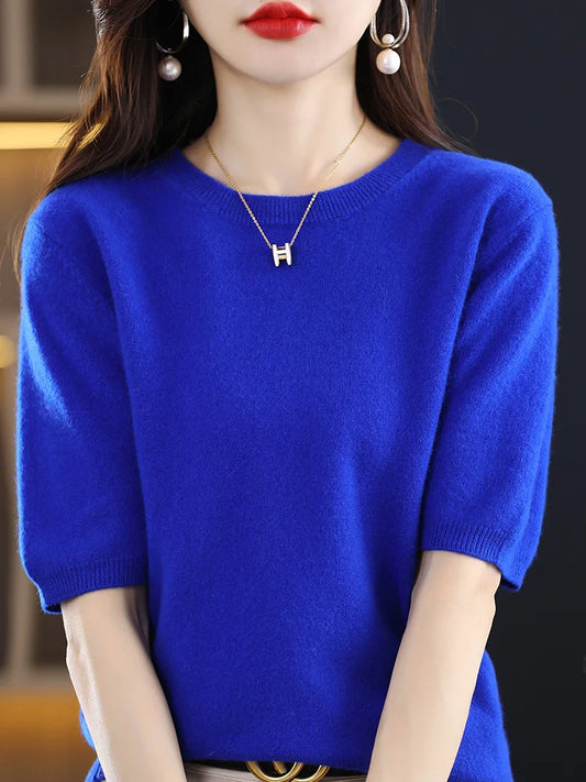 Merino Wool Short Sleeved Women's Sweater