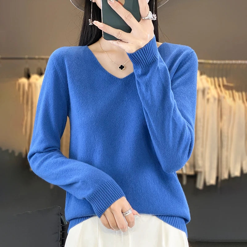New Women's V-neck First-line Ready-To-Wear Sweater Long Sleeve