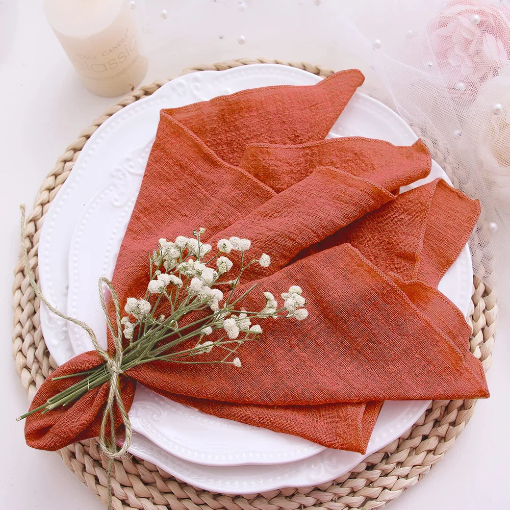10pcs 30x30cm Cotton Cloth Napkins Gauze Fabric Pink for Wedding Party Birthday Dinner Tea Towel Table Village Christmas Napkin