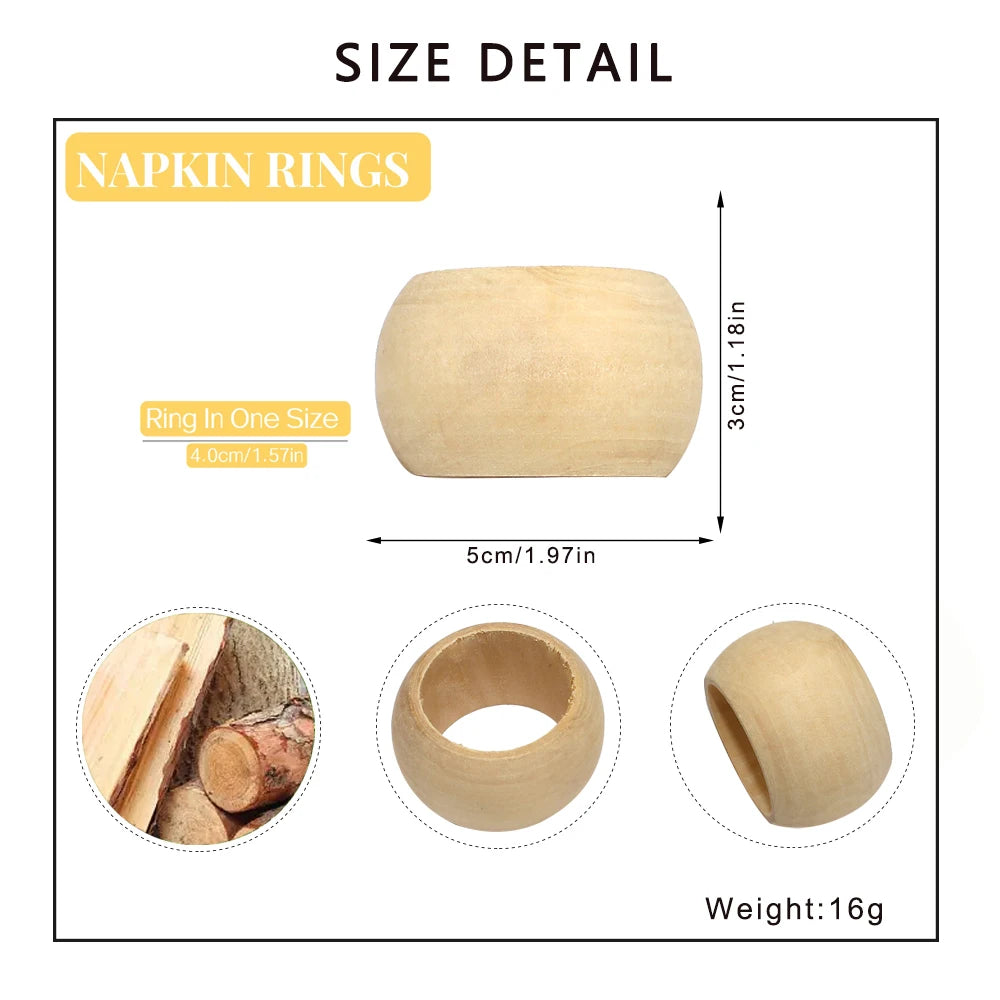 8Pcs Wood Napkin Rings Handmade Wooden