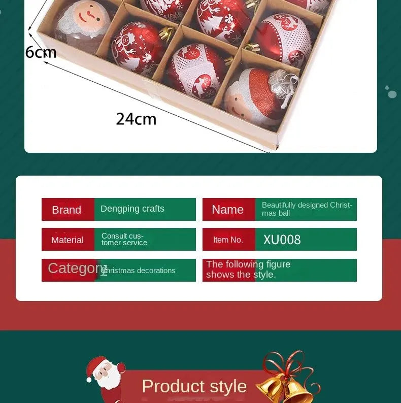 16pcs Christmas Ball Christmas Tree Decoration Ornaments for Home Decor Halloween New Year Navidad Pendant Ball Accessories