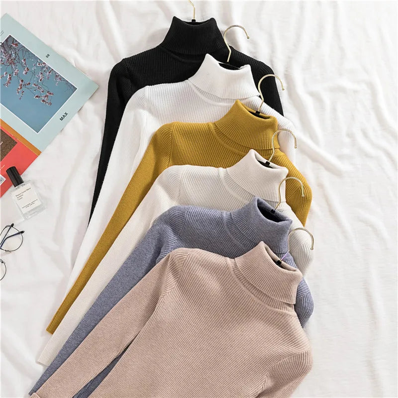 Heliar Women Fall Turtleneck Sweater Knitted Soft Pullovers Cashmere