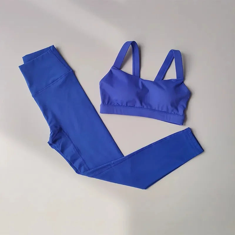 Seamless Yoga Suit Women Sports Bra High Waist Leggings Shorts Outfit
