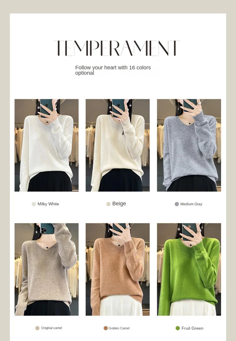 New Women's V-neck First-line Ready-To-Wear Sweater Long Sleeve