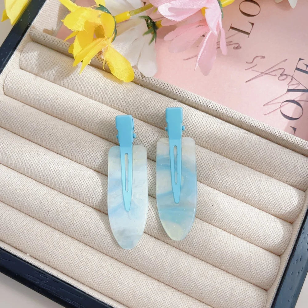 2pcs/set No Bend Hair Clips for Women Girls Acrylic Hair Styling No Crease Curl Small Pin Bang Seamless Barrettes Accessories