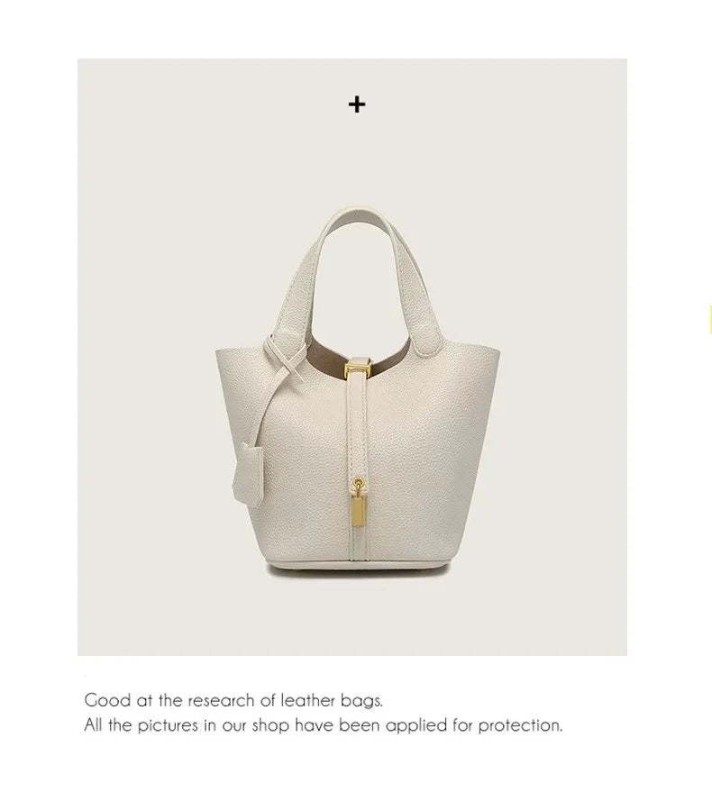 Large Capacity PU Handbag Basket Bucket Bag