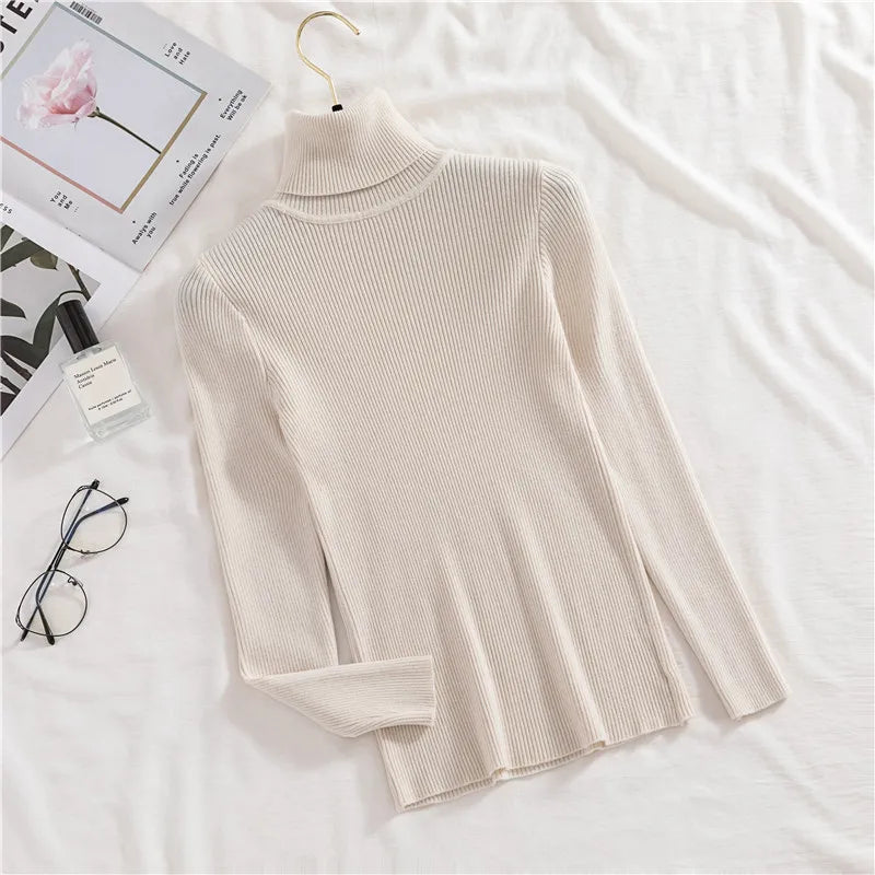 Heliar Women Fall Turtleneck Sweater Knitted Soft Pullovers Cashmere