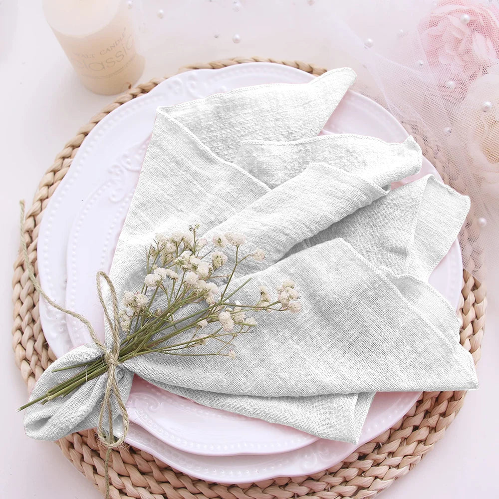 10pcs 30x30cm Cotton Cloth Napkins Gauze Fabric Pink for Wedding Party Birthday Dinner Tea Towel Table Village Christmas Napkin