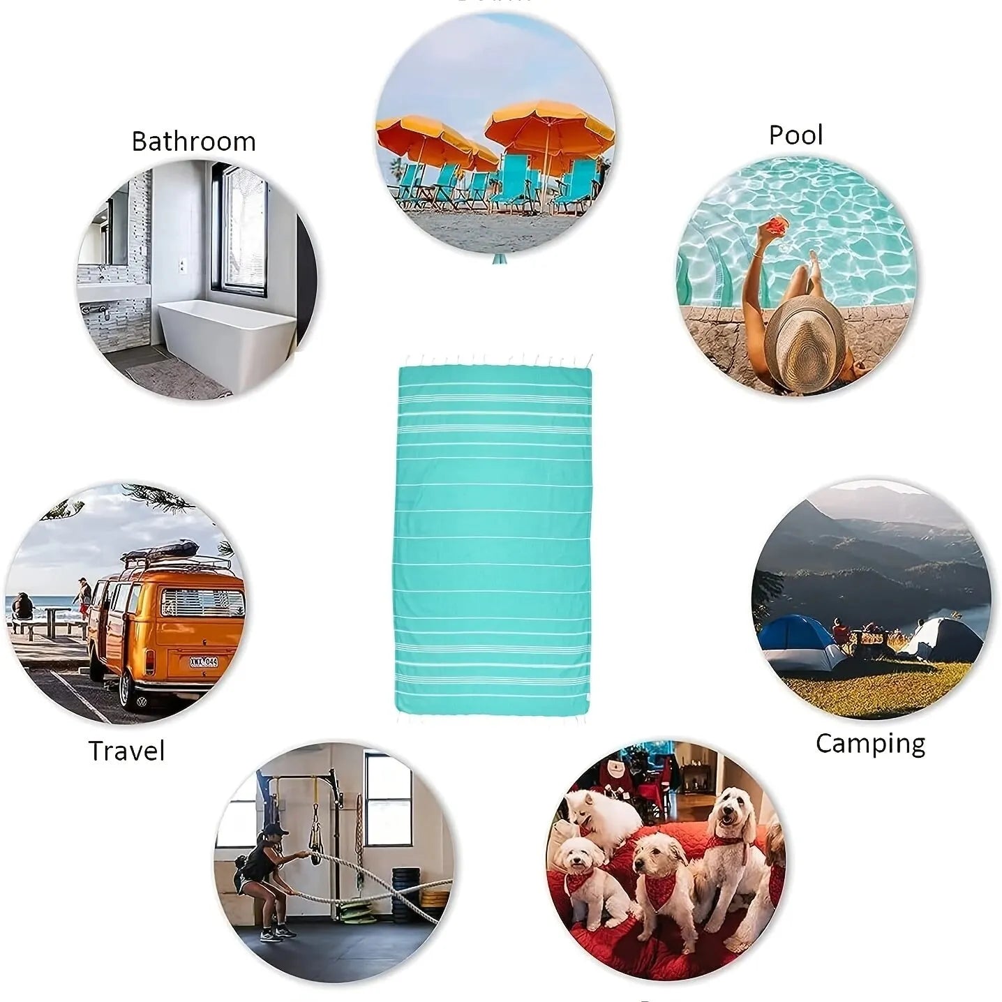 100X180cm Turkish Beach Towel Oversized Sand Free