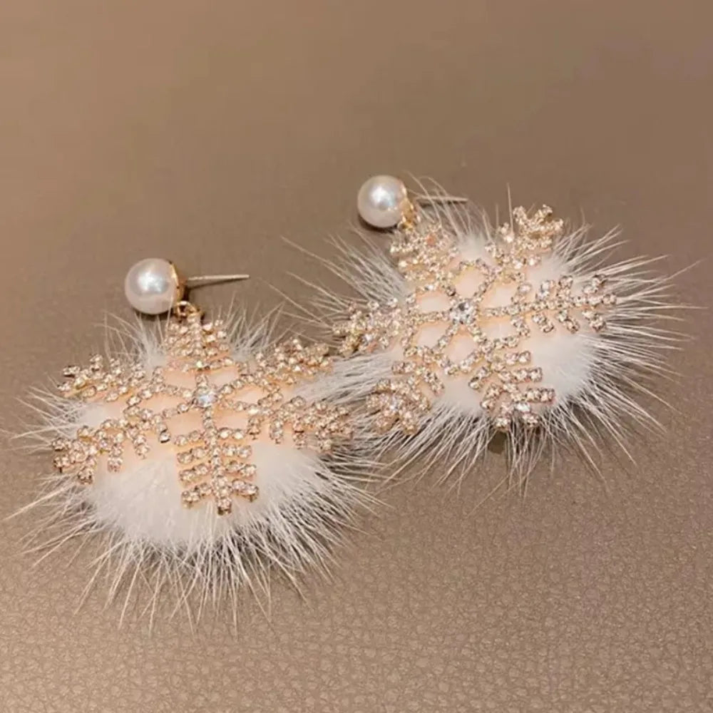 2025 New Christmas Snowflake Plush Dangle Earrings
