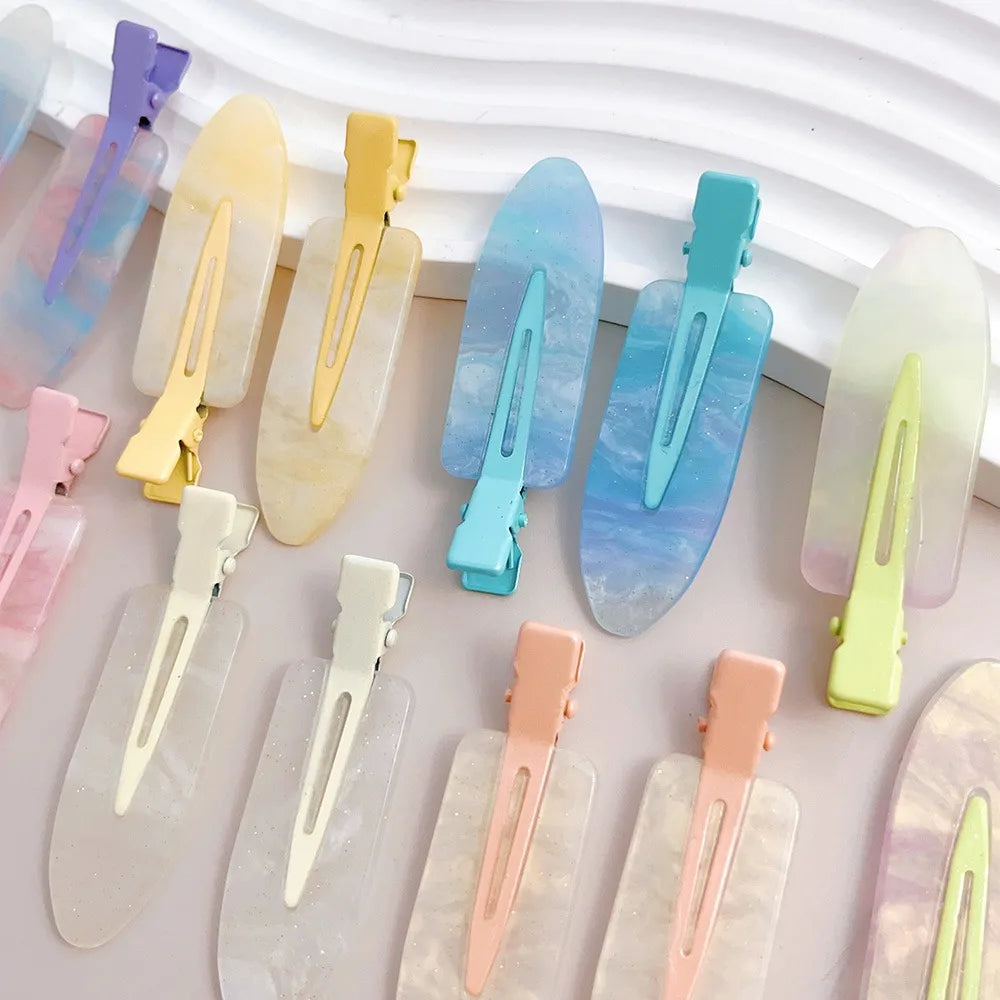 2pcs/set No Bend Hair Clips for Women Girls Acrylic Hair Styling No Crease Curl Small Pin Bang Seamless Barrettes Accessories