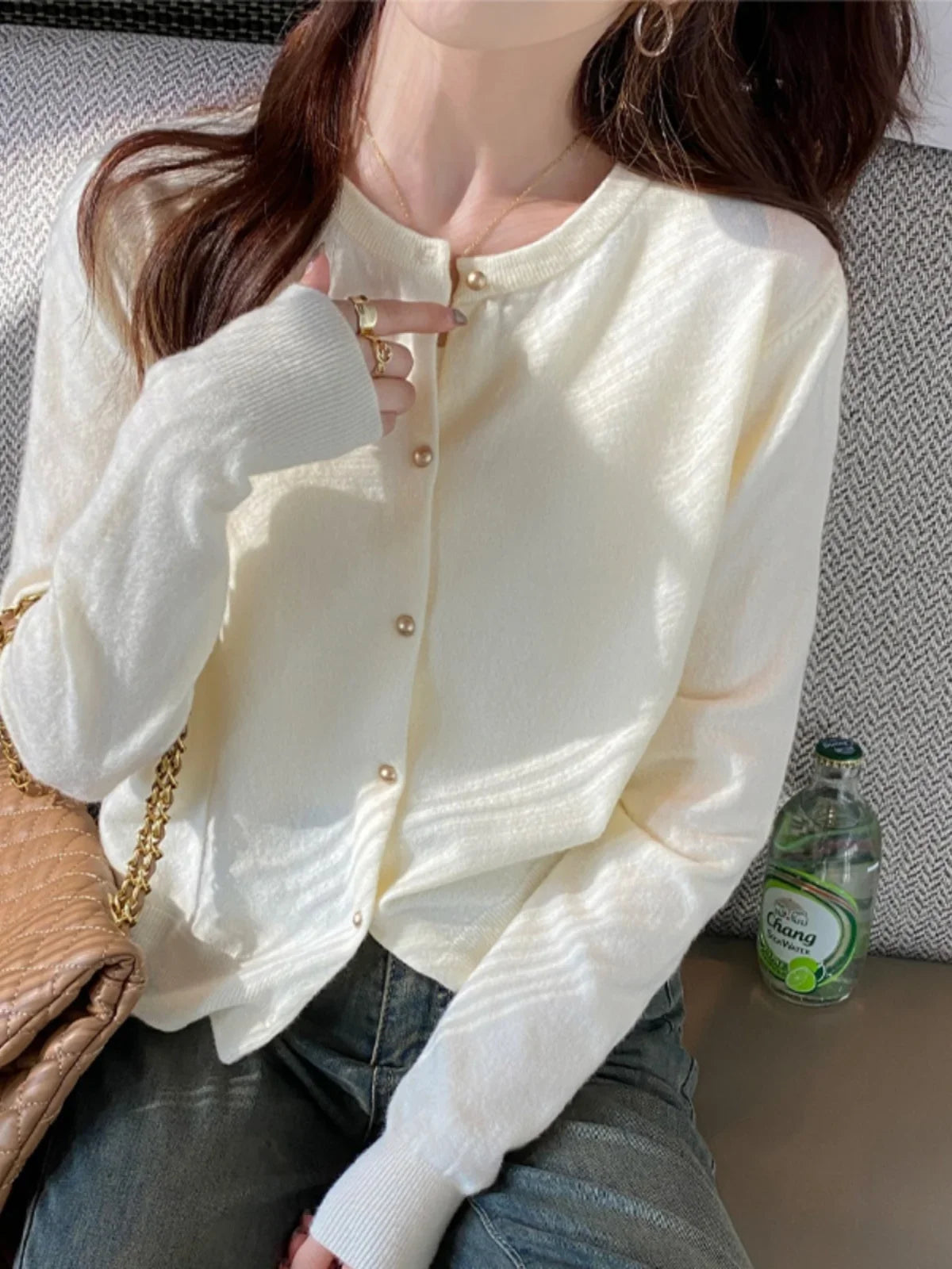 Solid Color Knitted for Women Cardigan