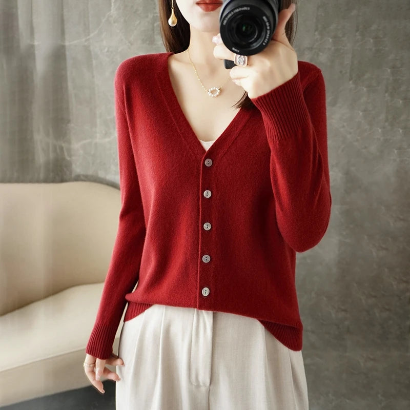 V-Neck Temperament Small Fragrant Wind Loose Sweater Sweater
