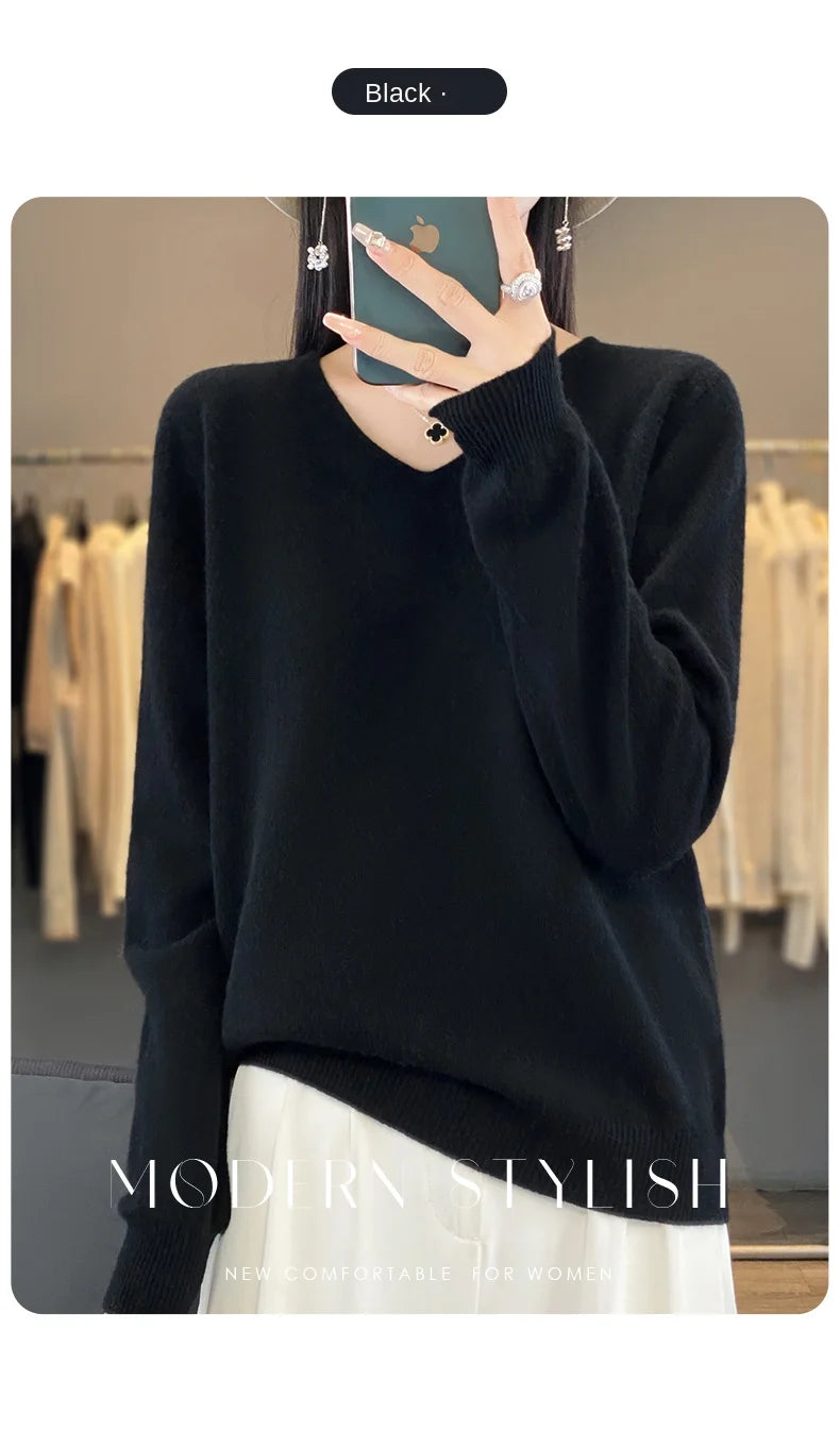 New Women's V-neck First-line Ready-To-Wear Sweater Long Sleeve