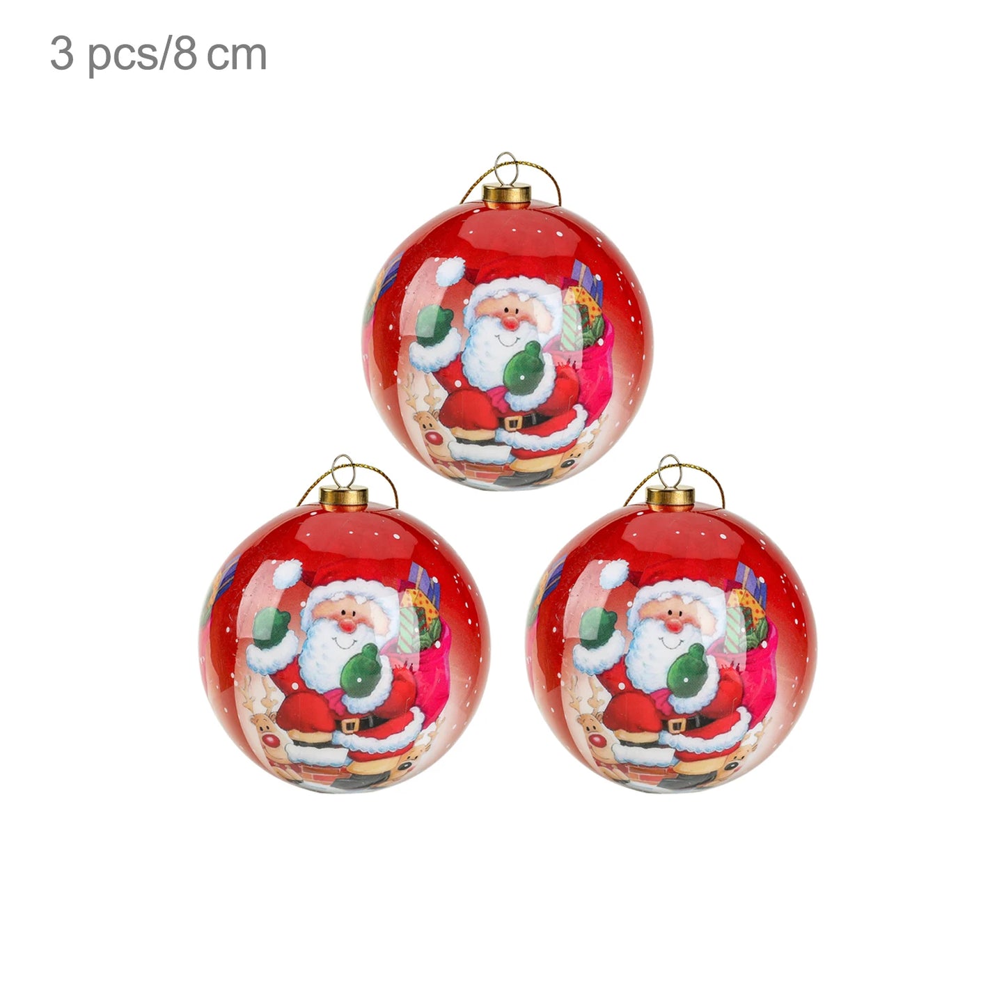 3pcs 8cm Christmas Balls Original Gifts Christmas Decoration 2024 Christmas Tree Decorations Gift Decoration Pendants Baubles