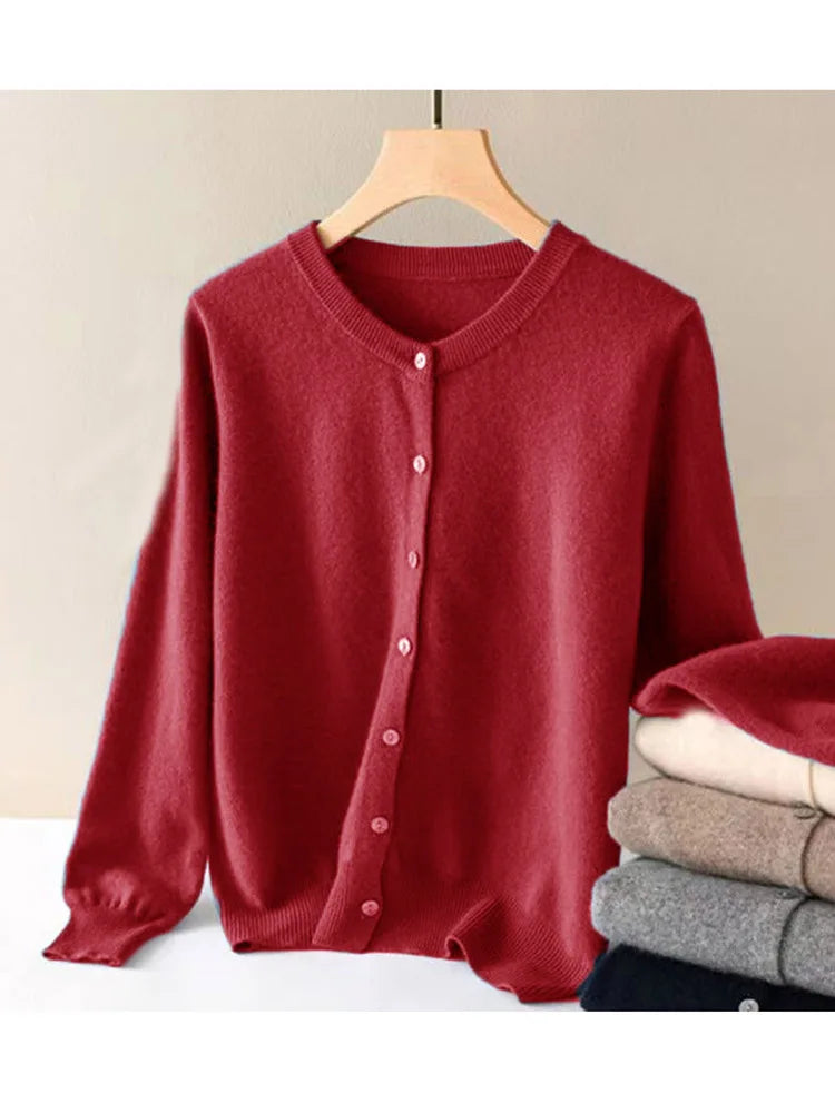 women's Cashmere Sweater O-Collar Long sleeve