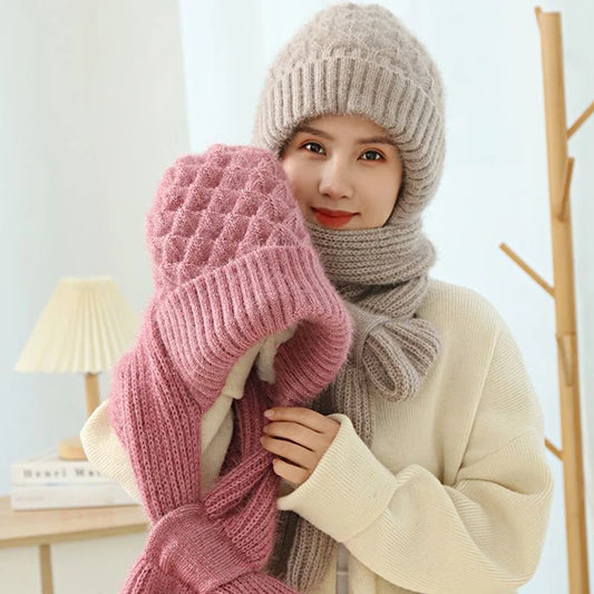 Knitted Skullies Hat Scarf Set