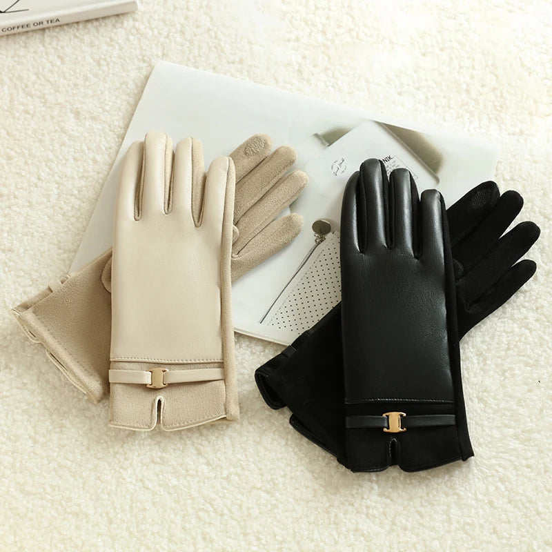 1 Pair of Gloves for Women in Winter Fleece-Lined