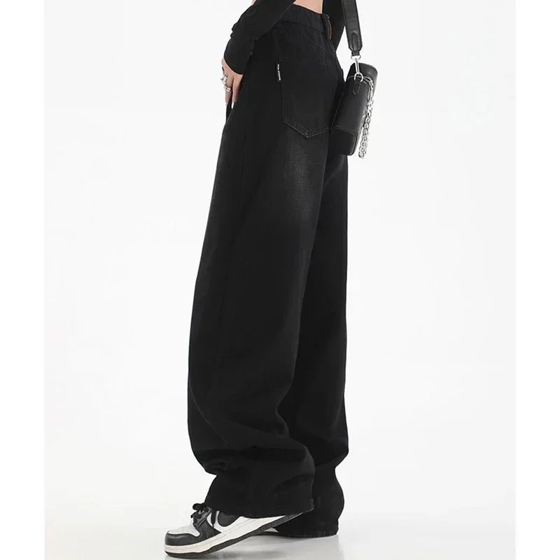 Woman High Waist Slim Fit Wide Leg Jeans