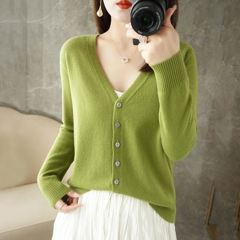 V-Neck Temperament Small Fragrant Wind Loose Sweater Sweater