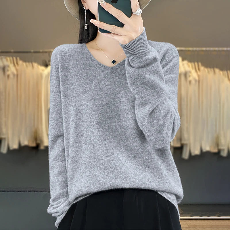 New Women's V-neck First-line Ready-To-Wear Sweater Long Sleeve