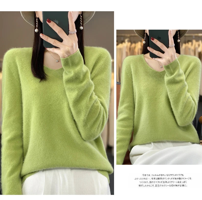 Merino Pure Wool V-neck Autumn And Winter Pullover Sweater