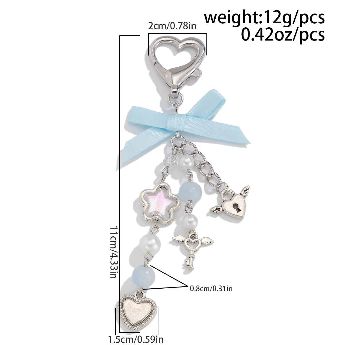 Y2K Fashion Flower Star Love Bow Strawberry Pendant Acrylic Keychain