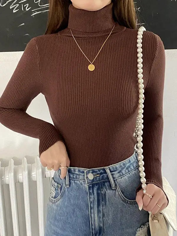 Heliar Women Fall Turtleneck Sweater Knitted Soft Pullovers Cashmere