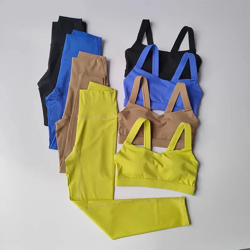 Seamless Yoga Suit Women Sports Bra High Waist Leggings Shorts Outfit