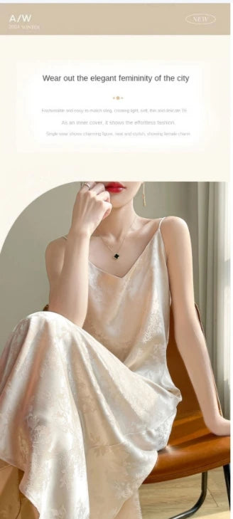 Women's thin summer essential silk material skin-friendly hundred temperament vest dress 2024 new