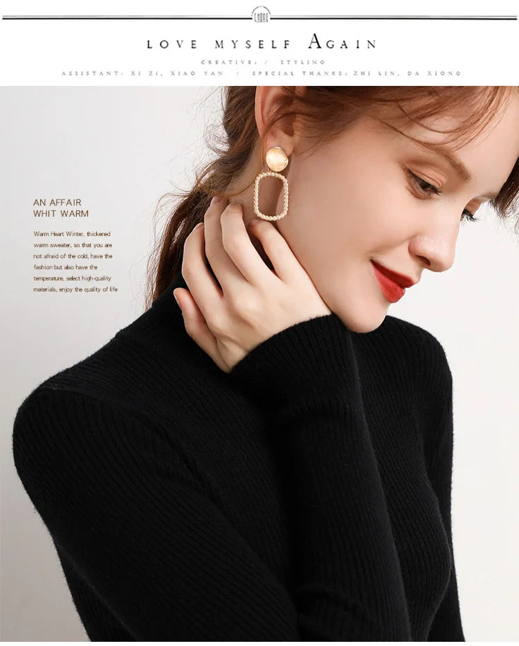 Heliar Women Fall Turtleneck Sweater Knitted Soft Pullovers Cashmere