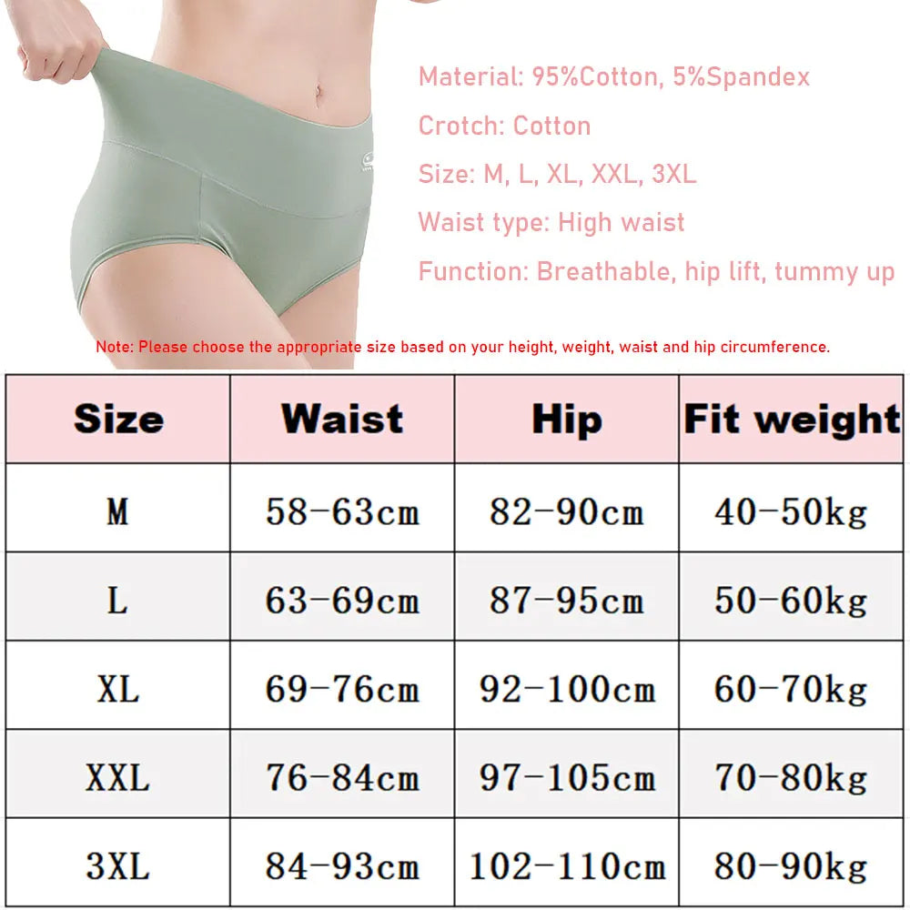 5 Pack Women's Cotton High Waisted Underwear